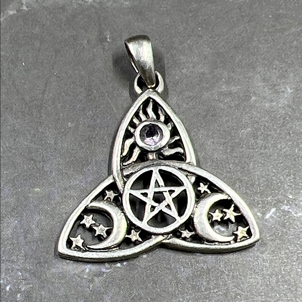 Sterling Silver Celestial Pentacle Trinity Knot P… - image 1
